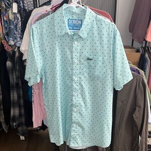 DIXXON “The Avery” Green/Blue Patterned Button Down Shirt with Anchor Accents